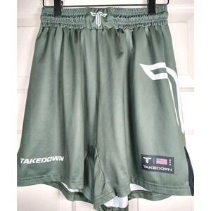 Takedown USA Wrestling Shorts Mens Size M Green Elastic Waist Athletic Perf.